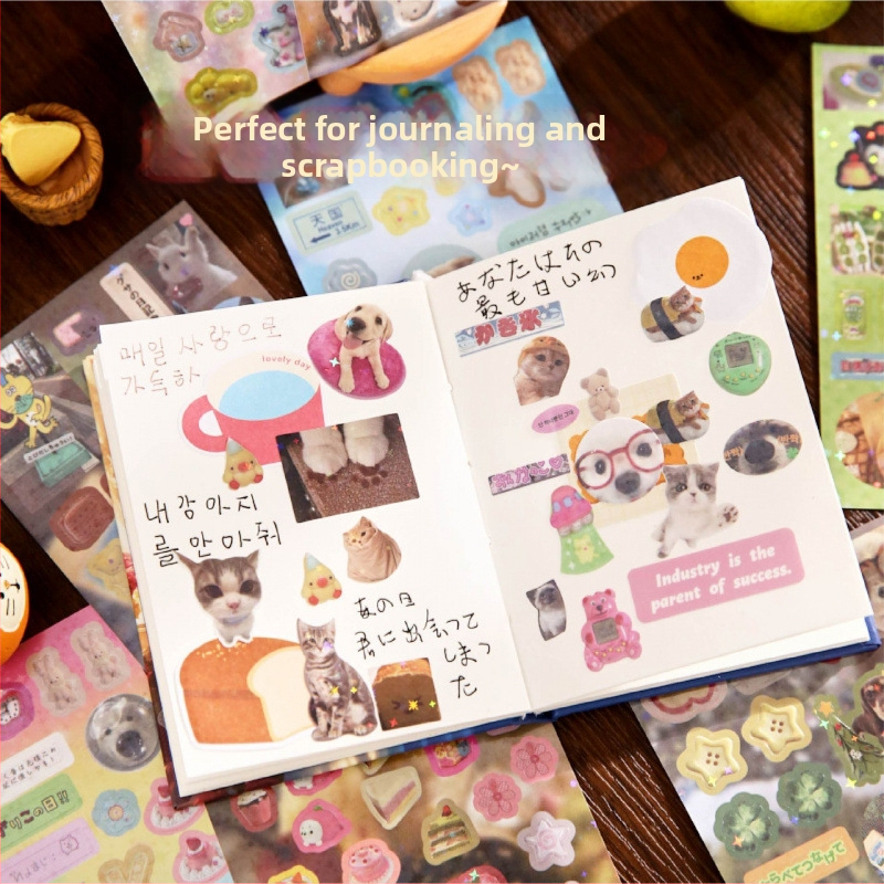 Carte de autocolante pentru colaj cu motive în stil antic, hârtie lucioasă, imprimare UV, unisex, Yu xian