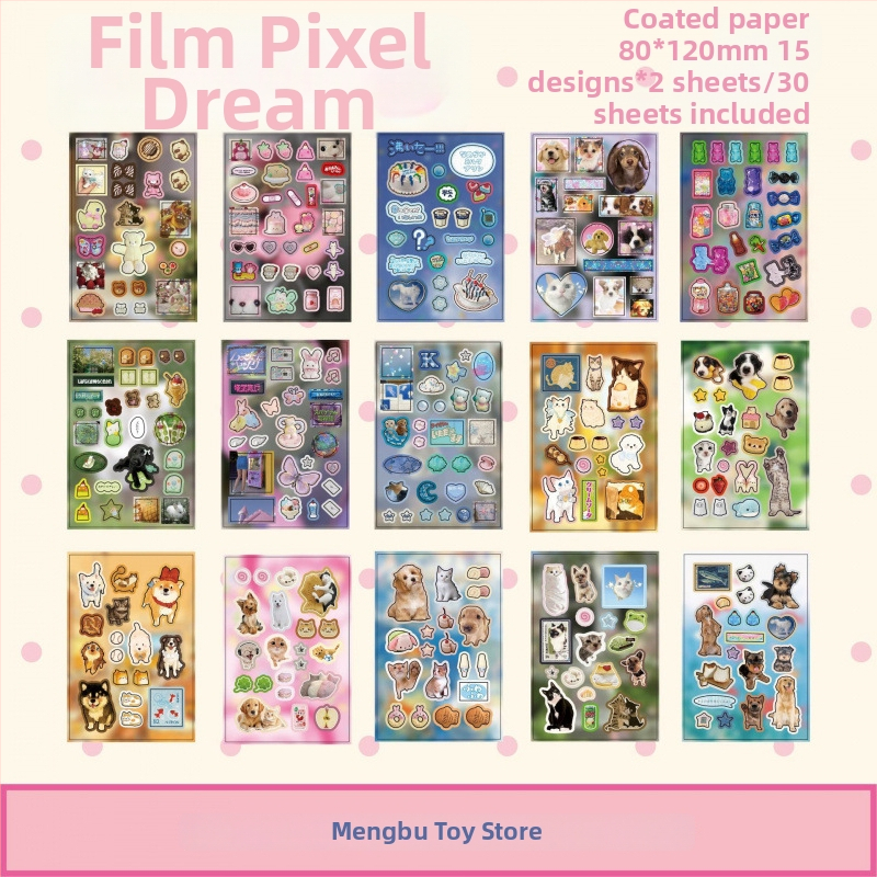 Carte de autocolante pentru colaj cu motive în stil antic, hârtie lucioasă, imprimare UV, unisex, Yu xian