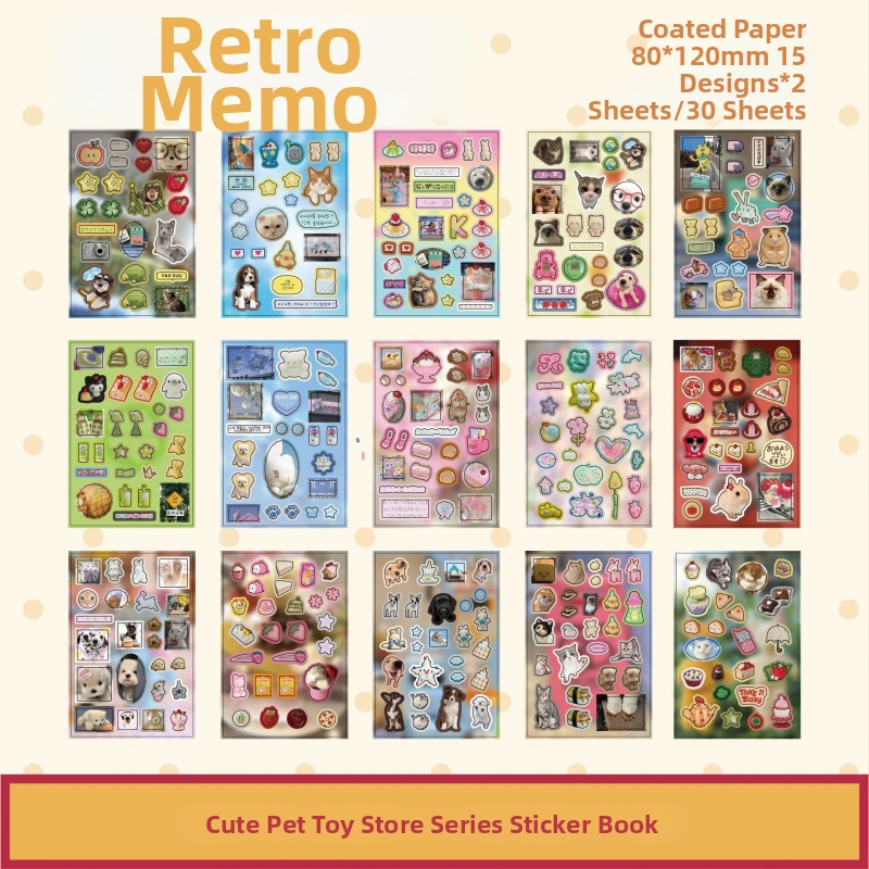 Carte de autocolante pentru colaj cu motive în stil antic, hârtie lucioasă, imprimare UV, unisex, Yu xian