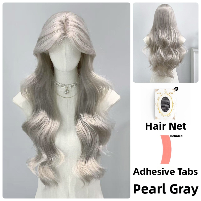 Perucă lungă cu bucle pentru femei, breton central, model XGS-25, semi-manual croită, fibre rezistente la temperatură