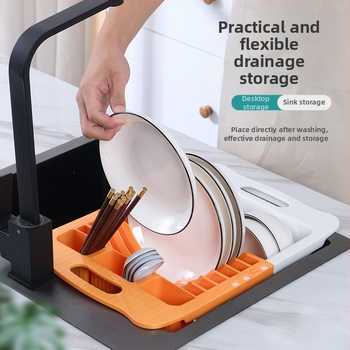 Raft de drenaj pentru vase din plastic, extensibil, depozitare farfurii și boluri, stil modern minimalist, Shihui, lansat în 2022