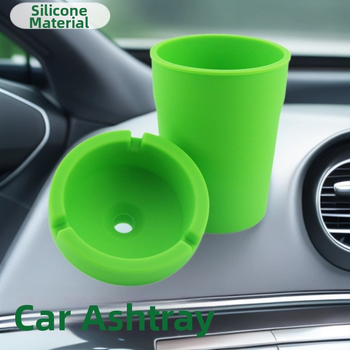 Scrumieră auto din silicon, portabilă, rezistentă la foc, cu spațiu de depozitare