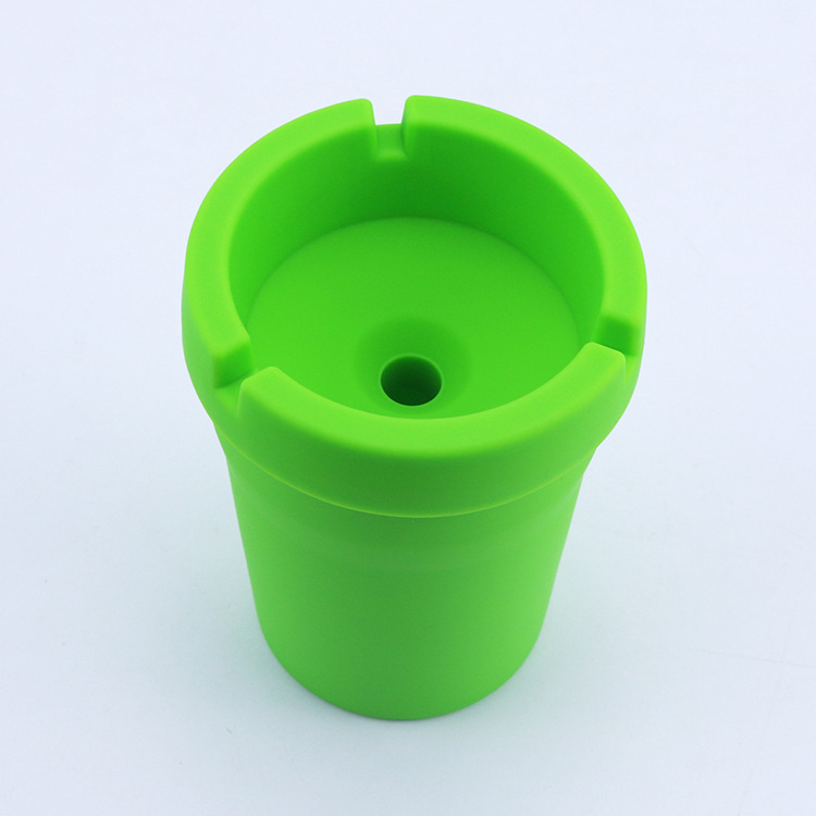 Scrumieră auto din silicon, portabilă, rezistentă la foc, cu spațiu de depozitare