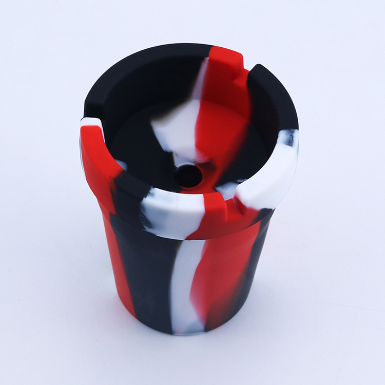 Scrumieră auto din silicon, portabilă, rezistentă la foc, cu spațiu de depozitare