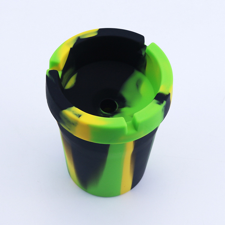 Scrumieră auto din silicon, portabilă, rezistentă la foc, cu spațiu de depozitare