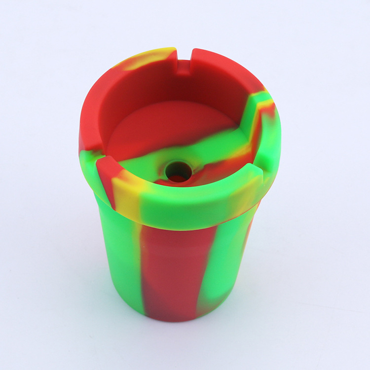 Scrumieră auto din silicon, portabilă, rezistentă la foc, cu spațiu de depozitare