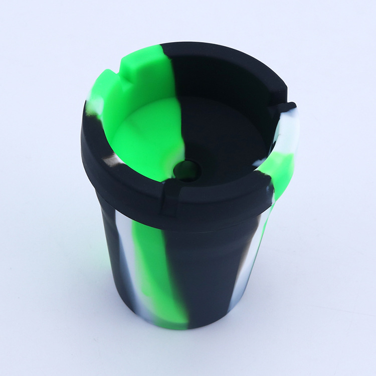 Scrumieră auto din silicon, portabilă, rezistentă la foc, cu spațiu de depozitare