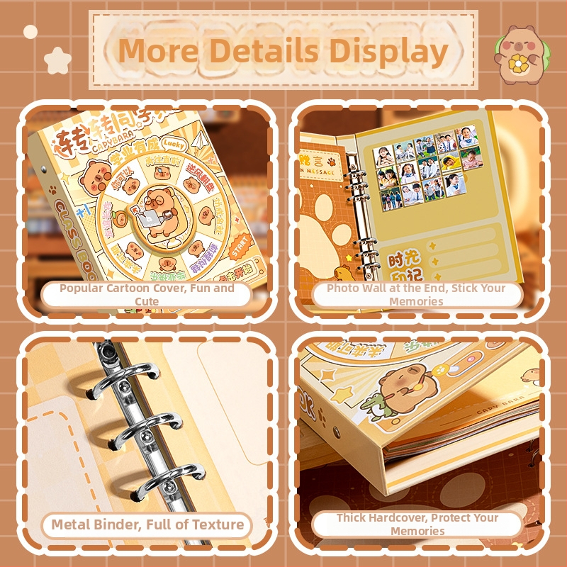 Agenda de colegi cu animale desenate — hârtie originală din pulpă, legare cu foi detașabile, imprimare logo disponibilă, cadou potrivit