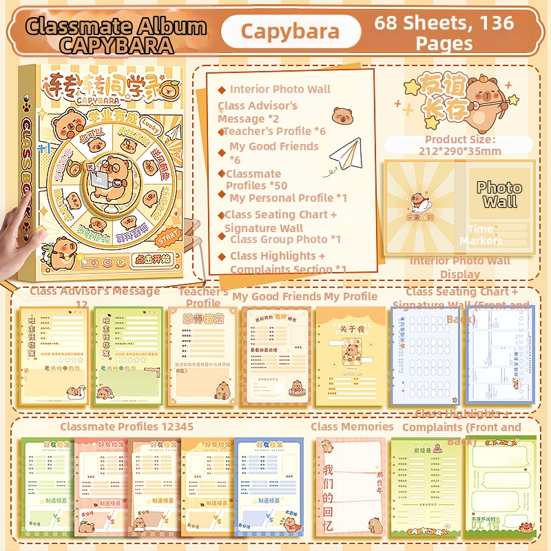 Agenda de colegi cu animale desenate — hârtie originală din pulpă, legare cu foi detașabile, imprimare logo disponibilă, cadou potrivit