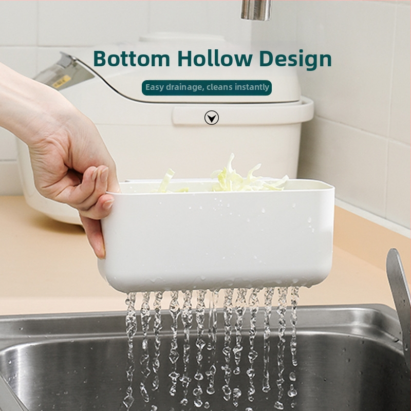 Coș de drenaj suspendat pentru chiuvetă — PP, fără montaj, montare pe perete, design dreptunghiular, raft de depozitare multifuncțional