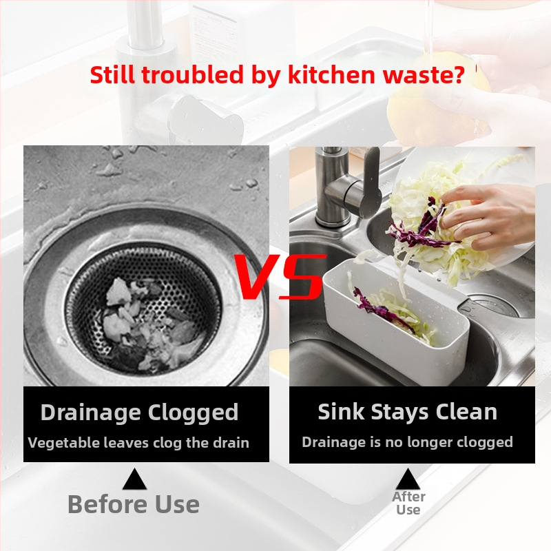 Coș de drenaj suspendat pentru chiuvetă — PP, fără montaj, montare pe perete, design dreptunghiular, raft de depozitare multifuncțional