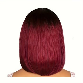 Perucă păr scurt drept cu breton pe mijloc, fibră rezistentă la temperaturi, model Zh375_, mecanism de prelucrare