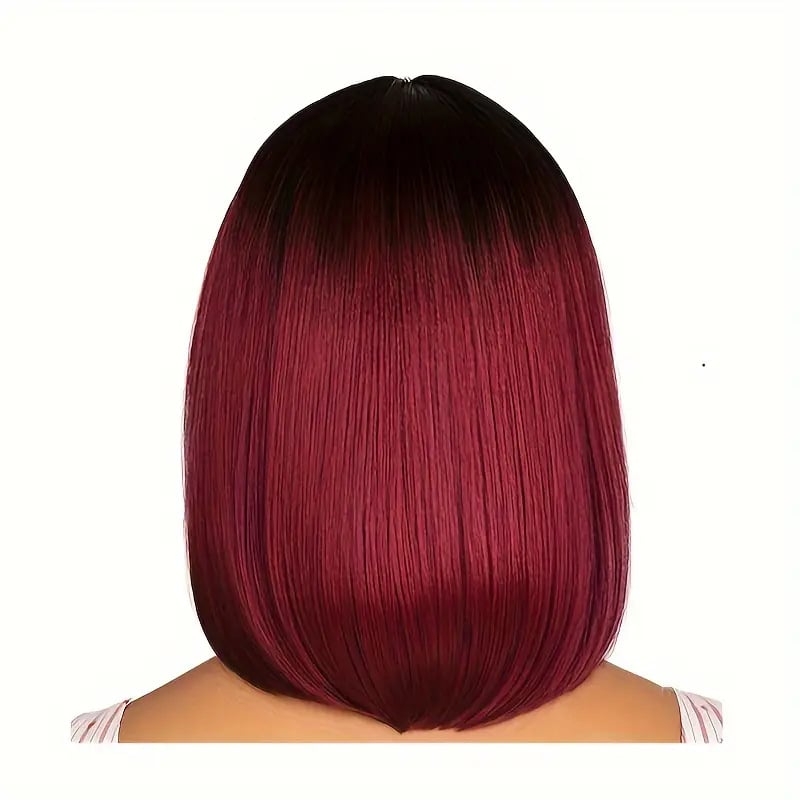 Perucă păr scurt drept cu breton pe mijloc, fibră rezistentă la temperaturi, model Zh375_, mecanism de prelucrare