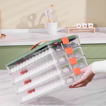 Cutie de depozitare pentru găluște, design cu mai multe straturi, din plastic, pentru congelare, menține prospețimea