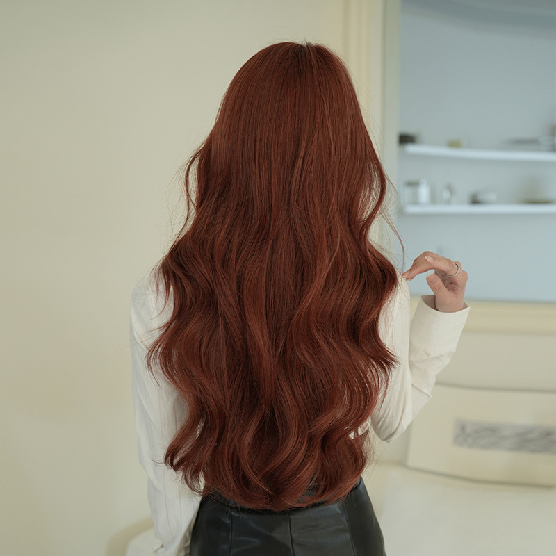 Perucă lungă bucle, din fibre rezistente la temperatură, parte centrală, model C-0448