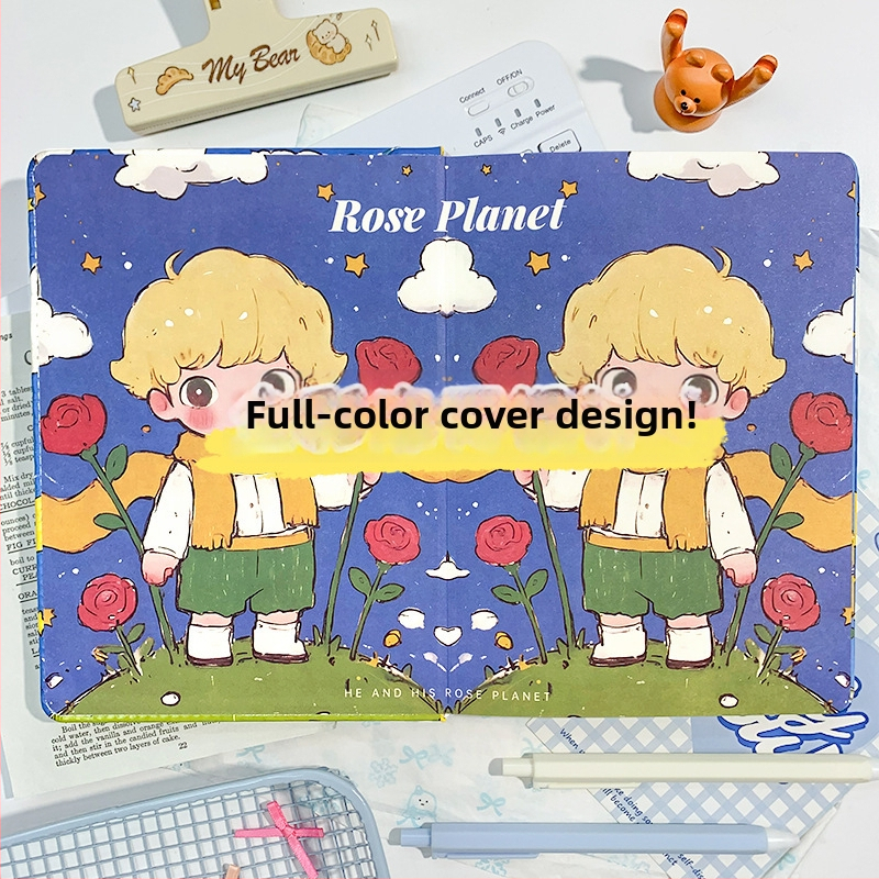 Caiet cu copertă PU, legare cu adeziv, 100–200 pagini, hârtie din pulpă de lemn, stil desen animat drăguț