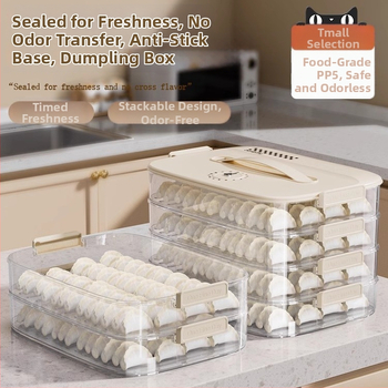 Cutie de depozitare pentru dumplings (design cu mai multe niveluri; stil chinezesc nou; material PP; portabil; conservarea prospețimii)