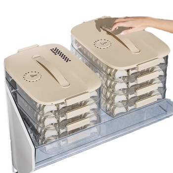 Cutie de depozitare pentru dumplings (design cu mai multe niveluri; stil chinezesc nou; material PP; portabil; conservarea prospețimii)