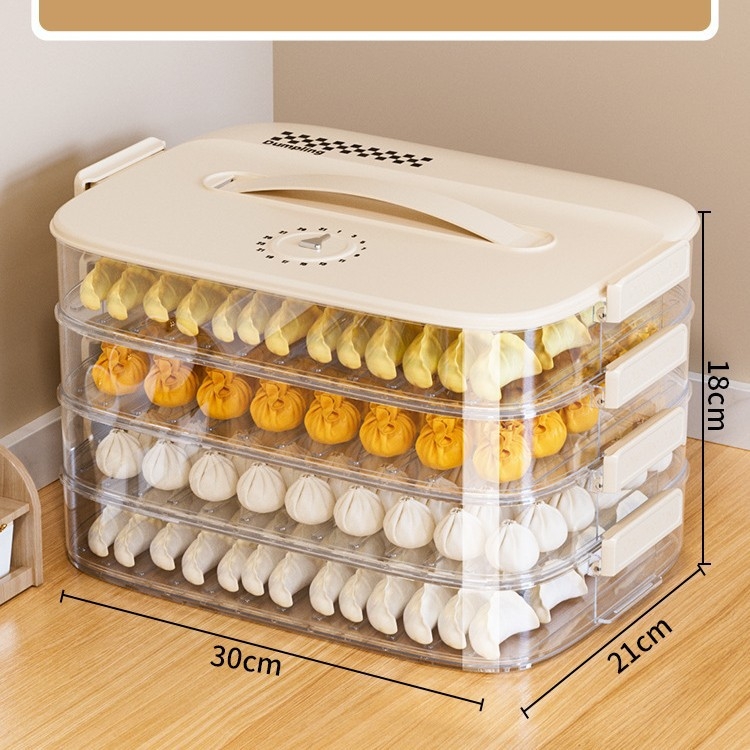 Cutie de depozitare pentru dumplings (design cu mai multe niveluri; stil chinezesc nou; material PP; portabil; conservarea prospețimii)