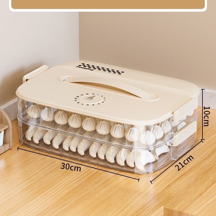 Cutie de depozitare pentru dumplings (design cu mai multe niveluri; stil chinezesc nou; material PP; portabil; conservarea prospețimii)