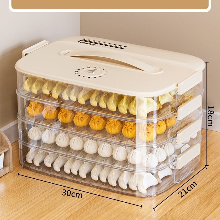 Cutie de depozitare pentru dumplings (design cu mai multe niveluri; stil chinezesc nou; material PP; portabil; conservarea prospețimii)