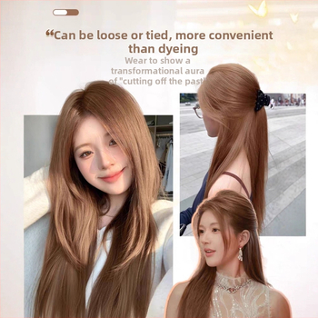 Perucă pentru femei, completă — stil natural lung drept; fibre rezistente la temperaturi înalte; mecanism de fabricație; crește volumul părului
