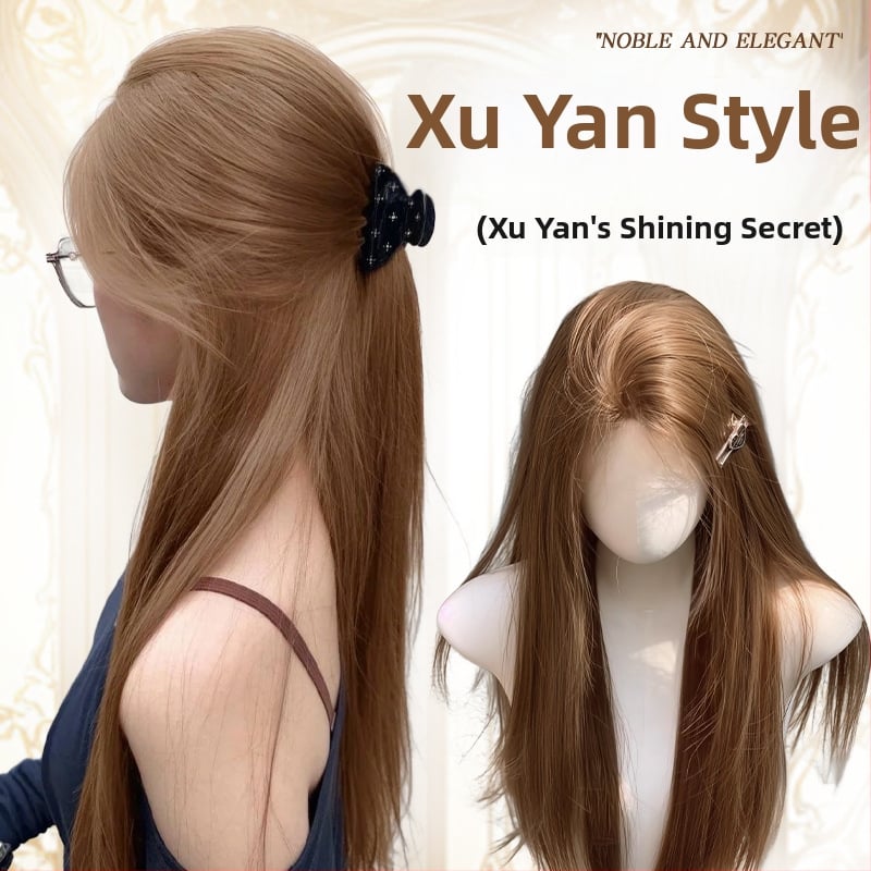 Perucă pentru femei, completă — stil natural lung drept; fibre rezistente la temperaturi înalte; mecanism de fabricație; crește volumul părului