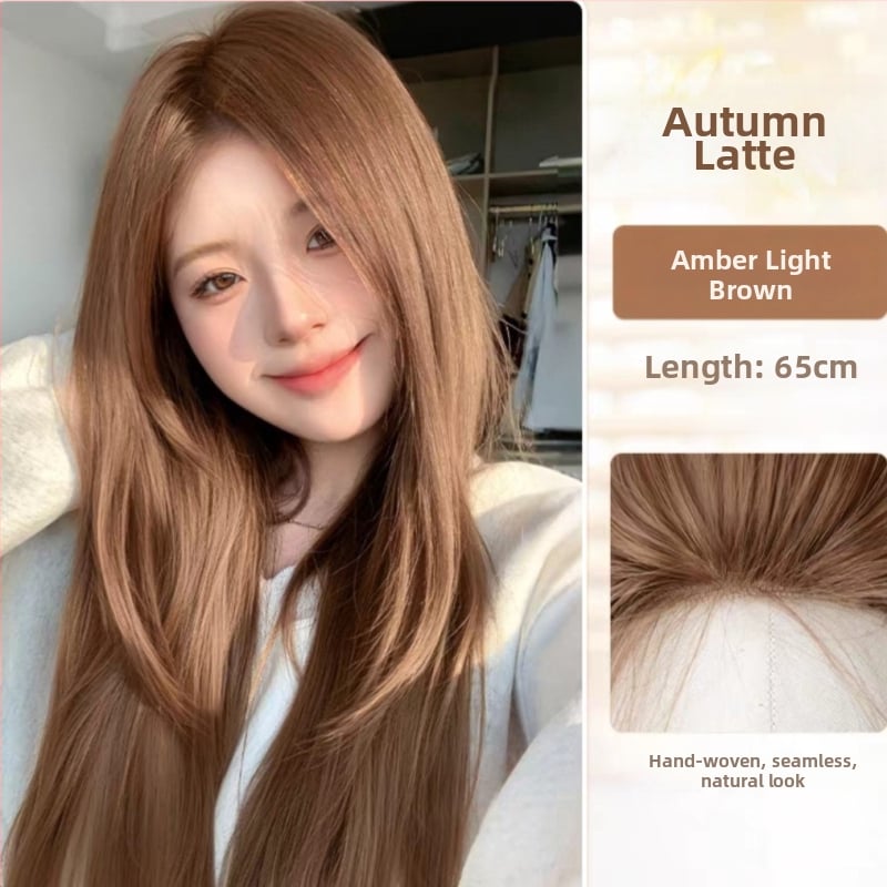 Perucă pentru femei, completă — stil natural lung drept; fibre rezistente la temperaturi înalte; mecanism de fabricație; crește volumul părului