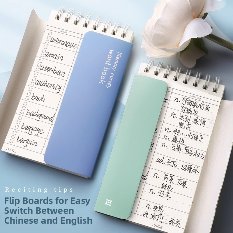 Caiet de vocabular pentru memorarea cuvintelor în engleză, cu legătură în spirală, copertă din hârtie, hârtie 80 g/m², 1–50 pagini