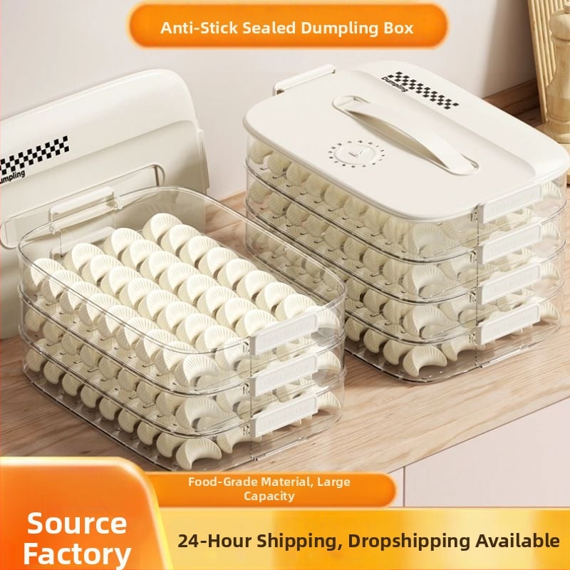Cutie de depozitare pentru găluște și wonton, din plastic alimentar, sigilată, portabilă