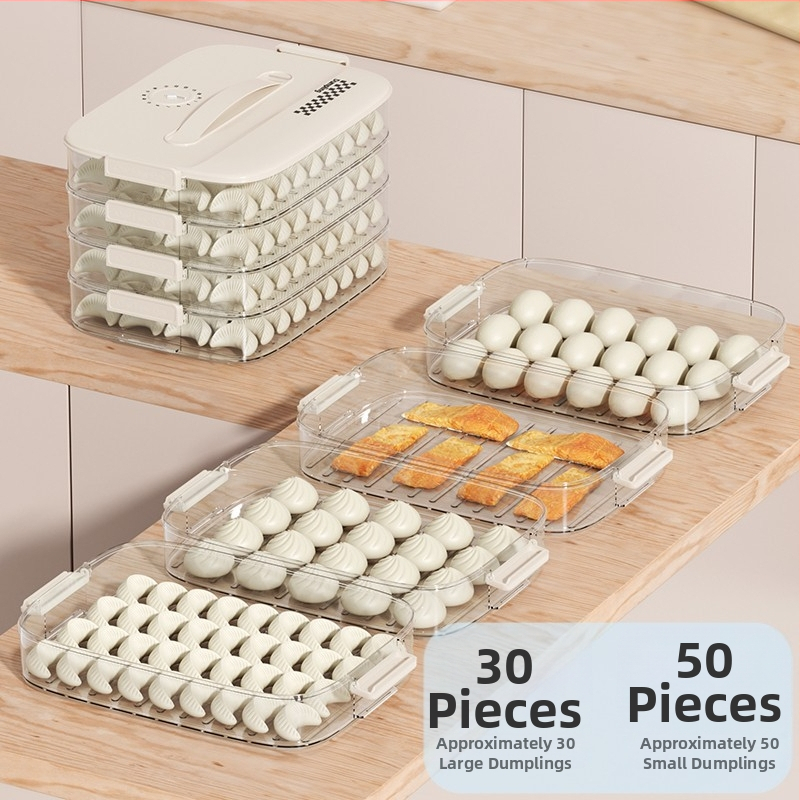 Cutie de depozitare pentru găluște și wonton, din plastic alimentar, sigilată, portabilă