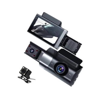 Camera de bord auto cu ecran de 3 inch, viziune de noapte, camere faţă, interior şi spate, 1080p, WiFi