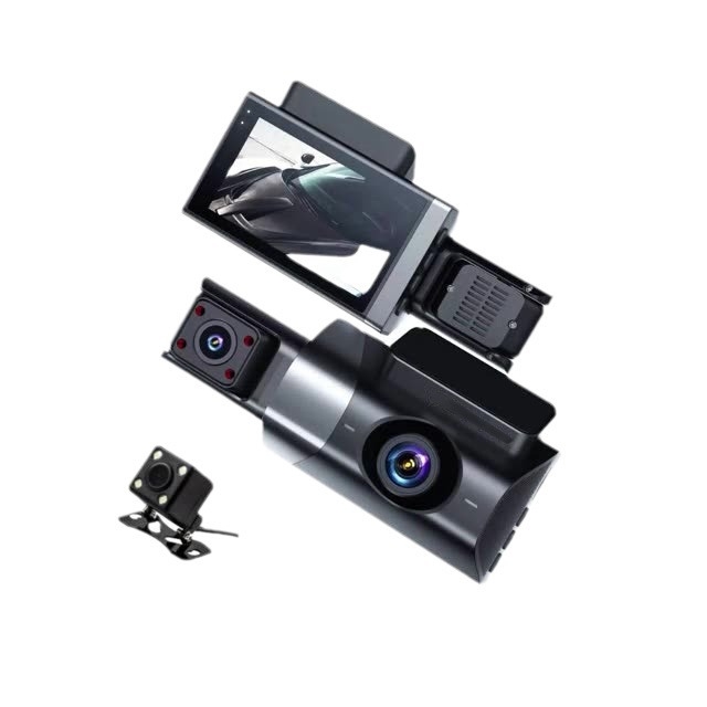 Camera de bord auto cu ecran de 3 inch, viziune de noapte, camere faţă, interior şi spate, 1080p, WiFi