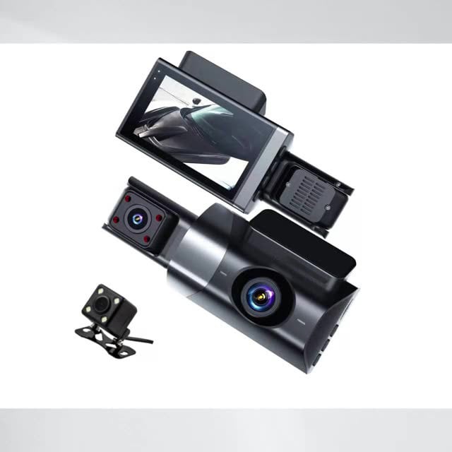 Camera de bord auto cu ecran de 3 inch, viziune de noapte, camere faţă, interior şi spate, 1080p, WiFi