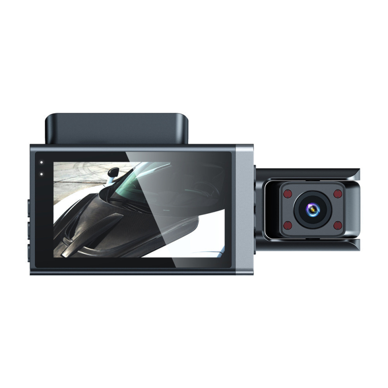 Camera de bord auto cu ecran de 3 inch, viziune de noapte, camere faţă, interior şi spate, 1080p, WiFi