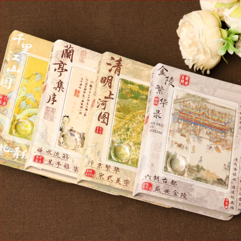 Caiet Ink-dyed Literary Workshop în stil chinezesc, cu design Qingming Riverside Scene, copertă tare cu spate rotund, hârtie Dowling 100 g, 50–100 de pagini, stil nostalgic retro