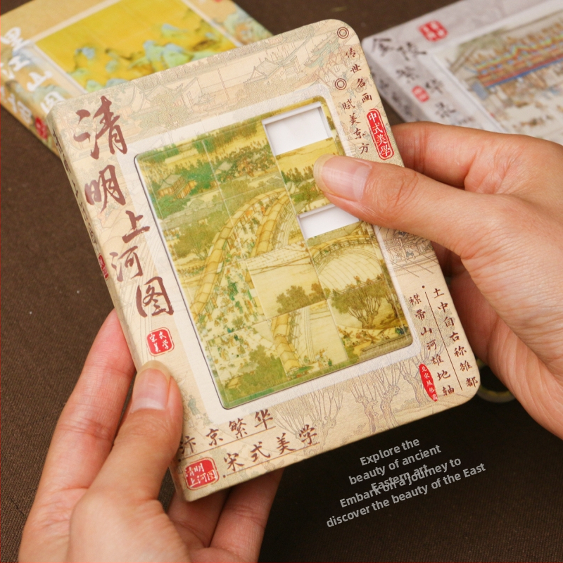 Caiet Ink-dyed Literary Workshop în stil chinezesc, cu design Qingming Riverside Scene, copertă tare cu spate rotund, hârtie Dowling 100 g, 50–100 de pagini, stil nostalgic retro