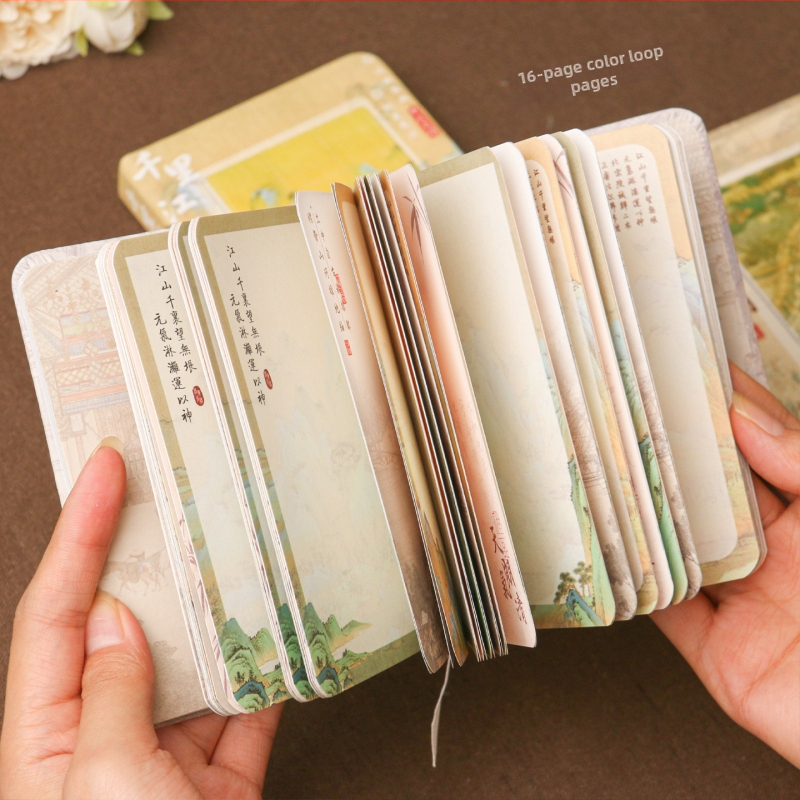 Caiet Ink-dyed Literary Workshop în stil chinezesc, cu design Qingming Riverside Scene, copertă tare cu spate rotund, hârtie Dowling 100 g, 50–100 de pagini, stil nostalgic retro