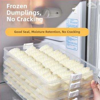 Otu Ou Tavă multilayer pentru dumplings - din plastic, pentru depozitare în frigider (Light Luxury; Multilayer; Plastic; Storage; Otu Ou)