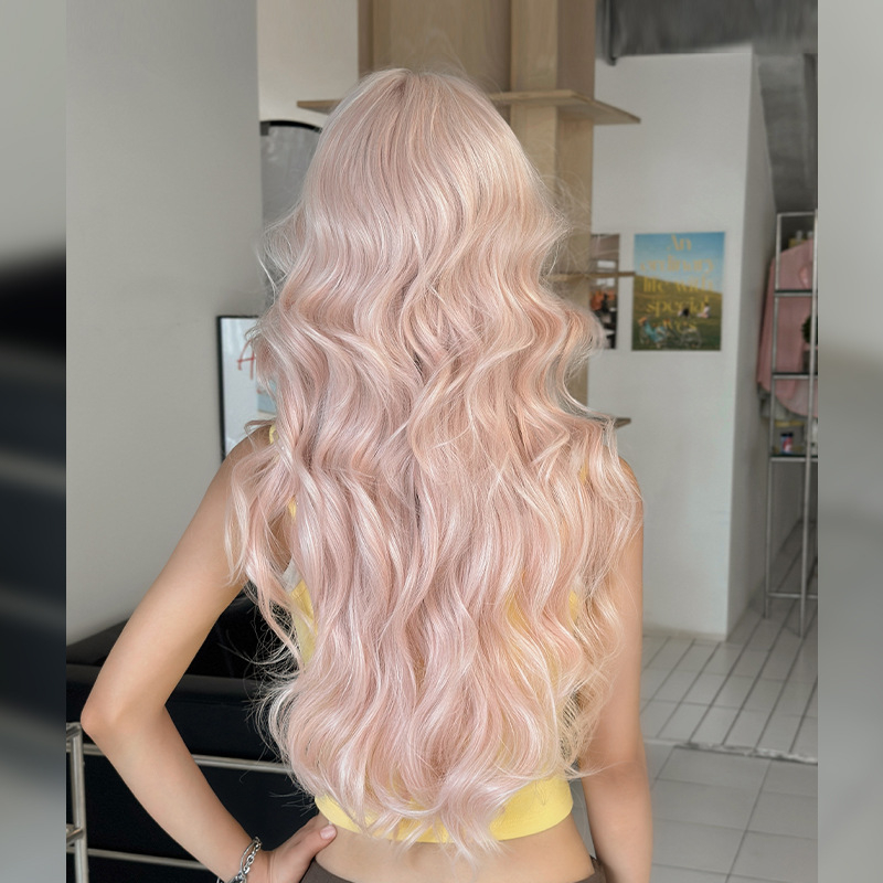 Perucă lungă bucle pentru femei, fibre rezistente la temperatură, modelul C-0506, breton drept sau înclinat, aspect natural și confortabil