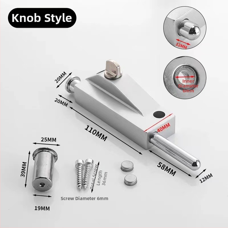 Încuietoare de podea tip A pentru ușă din sticlă încadrată, aliaj de aluminiu, electroplacat, Beronsel