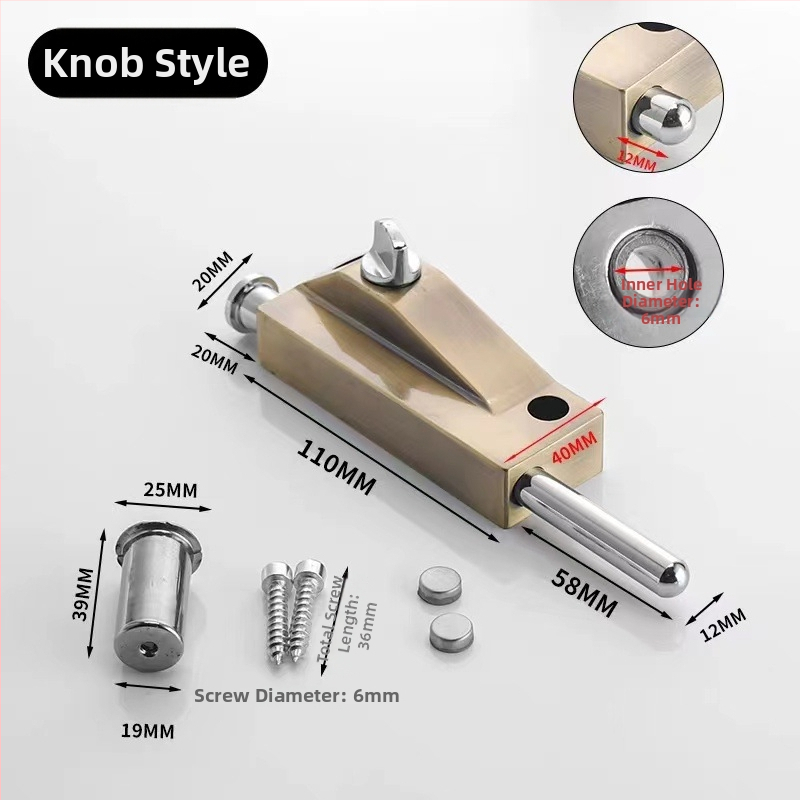 Încuietoare de podea tip A pentru ușă din sticlă încadrată, aliaj de aluminiu, electroplacat, Beronsel