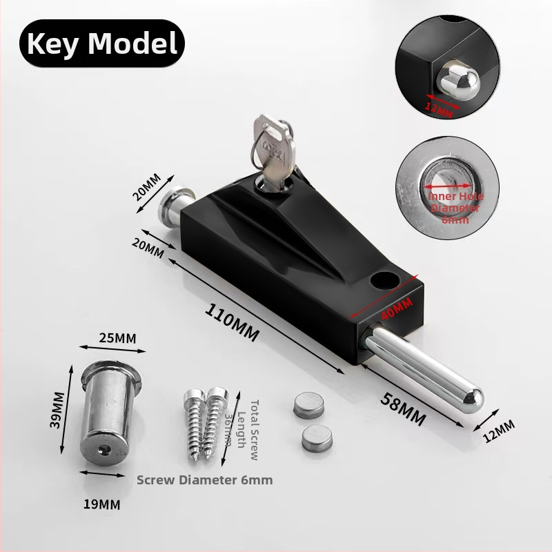 Încuietoare de podea tip A pentru ușă din sticlă încadrată, aliaj de aluminiu, electroplacat, Beronsel