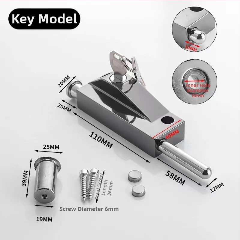Încuietoare de podea tip A pentru ușă din sticlă încadrată, aliaj de aluminiu, electroplacat, Beronsel