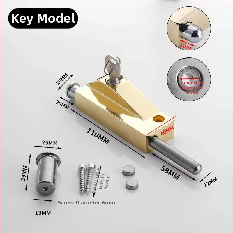 Încuietoare de podea tip A pentru ușă din sticlă încadrată, aliaj de aluminiu, electroplacat, Beronsel