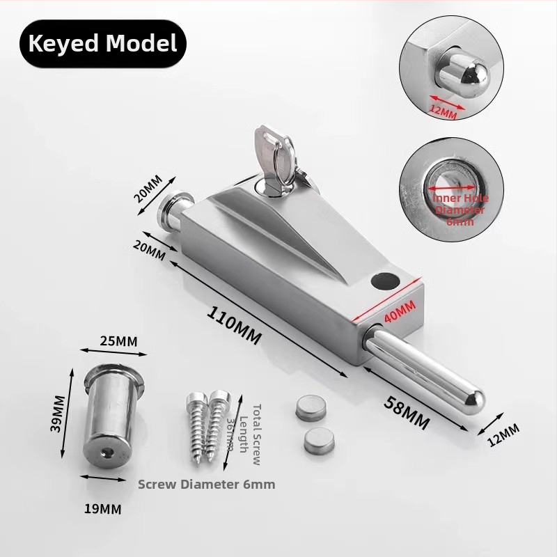 Încuietoare de podea tip A pentru ușă din sticlă încadrată, aliaj de aluminiu, electroplacat, Beronsel