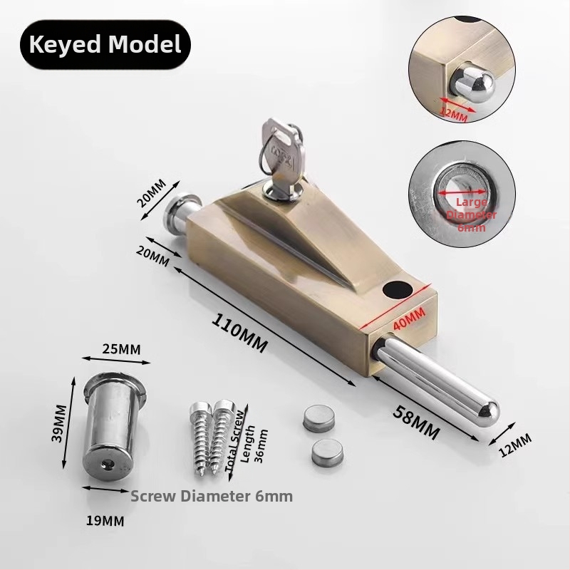 Încuietoare de podea tip A pentru ușă din sticlă încadrată, aliaj de aluminiu, electroplacat, Beronsel
