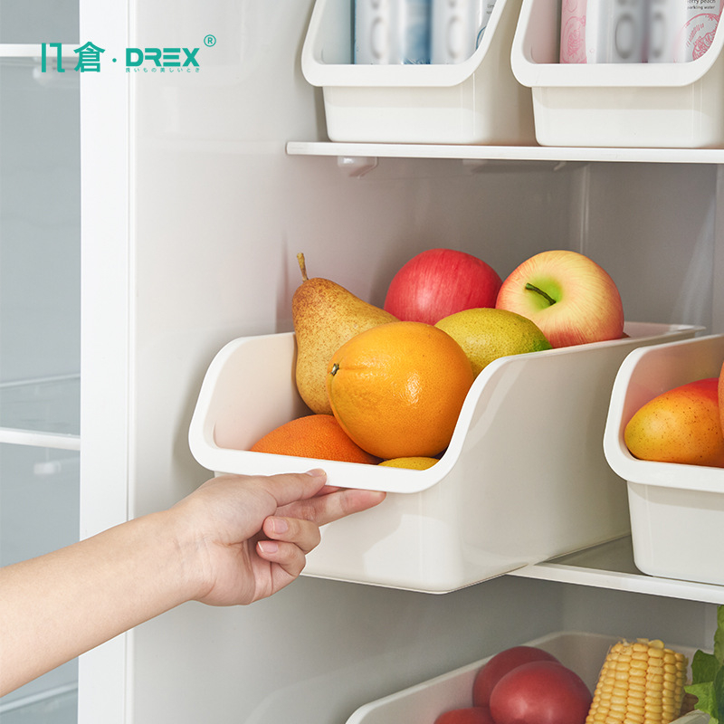 Cutie de depozitare pentru frigider din PP, din material alimentar, 2 compartimente, fără capac, pentru organizare în bucătărie