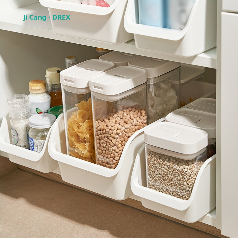 Cutie de depozitare pentru frigider din PP, din material alimentar, 2 compartimente, fără capac, pentru organizare în bucătărie