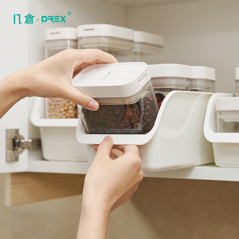 Cutie de depozitare pentru frigider din PP, din material alimentar, 2 compartimente, fără capac, pentru organizare în bucătărie